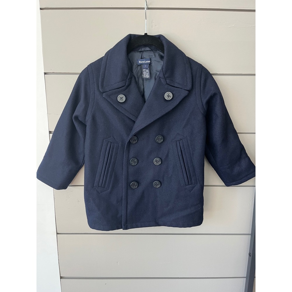 Ralph Lauren Kids Navy Wool Blend Double‎ Breasted Peacoat Size 4